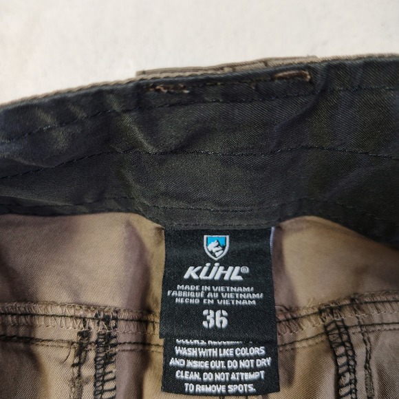 KUHL Rydr Shorts Mens 36 Brown Cotton Blend Stretch Cargo Hiking Outdoor - Picture 9 of 11